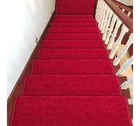 PA-DABAOO Tappetini Per Gradini in Legno Per Interni, 6 Pezzi, 25,4 X 78,7 Cm, Tappetini Per Gradini in Tinta Unita Senza Colla, Scale Lavabili E Spessi Per Bambini,6pc red