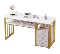 PA-DABAOO Tavolo Per Manicure Con 3 Cassetti, Postazione Per Manicure Con Struttura in Acciaio, Postazione Professionale Per Manicure, Attrezzatura Per Salone Di Bellezza Domestico,140cm