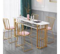 PA-DABAOO Tavolo Per Manicure Con Texture Marmorizzata, Postazione Di Lavoro Professionale Per Manicure, Scrivania Per Unghie Con Ripiano Aperto Portaoggetti, Postazione Multiuso,B