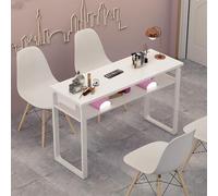 PA-DABAOO Tavolo Per Manicure E Pedicure, Tavolo Per Unghie Professionale Per Salone, Postazione Per Unghie A Doppio Strato Con Struttura in Metallo, Postazione Per Unghie Compatta,140cm