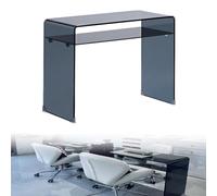 PA-DABAOO Tavolo Per Manicure in Vetro, Moderno Tavolo Per Unghie, Doppio Piano Di Appoggio, Tavolo Per Salone Di Bellezza E Trucco Per Unghie, Postazione Di Lavoro Professionale,80cm