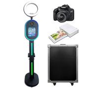 PAAFNN Cabina fotografica portatile compatibile con iPad 10,2", 11", 11", 12,9", 13", con guscio di luce RGB, supporto per selfie e fototessere, per eventi (nero, macchina+fotocamera+mini stampante)