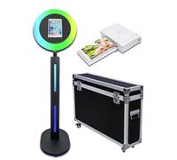 PAAFNN Macchina fotografica portatile con controllo app, telecomando, luce ad anello RGB, macchina per foto compatibile con iPad Home Instant Photo Booth (nero, iPad Photo Booth + mini stampante)