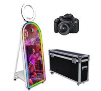 PAAFNN Magic Mirror Photo Booth con luce RGB, touch screen da 32", fotocamera DSLR, staffa per stampante, bianco, impermeabile, cabina fotografica per eventi