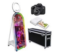 PAAFNN Magic Mirror Photo Booth Machine con fotocamera, stampante, luce RGB, portatile 32 '' touch screen selfie specchio photobooth per feste (bianco)