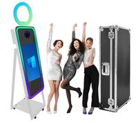 PAAFNN Magic Mirror Photo Booth portatile con touch screen, 101,6 cm, con luce ad anello, cornice LED RGB, per eventi, noleggio, matrimoni, feste (bianco, 101,6 cm)