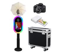 PAAFNN Photo Booth compatibile con iPad Photo Booth per 10,2"-13" con luce RGB e guscio torcia, supporto per selfie, macchina fotografica e mini stampante, per eventi, noleggio e matrimoni (nero,