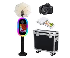 PAAFNN Photo Booth compatibile con iPad Photo Booth per 10,2"-13" con luce RGB e guscio torcia, supporto per selfie, macchina fotografica e mini stampante, per eventi, noleggio e matrimoni (nero,