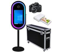 PAAFNN Specchio ellittico per cabina fotografica selfie con cornice LED portatile da 21,5 pollici touch screen magico specchio macchina per feste eventi matrimonio con luce RGB (nero)