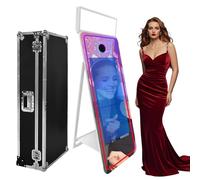 PAAFNN Specchio magico portatile da 165 cm, cabina fotografica con touch screen da 109 cm, con luce quadrata e luce RGB, cabina fotografica per selfie con custodia (bianco, schermo da 165 cm)