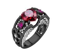 Paar Ringe Schlicht Edelstein-Geburtsstein-Herz-Verlobungsring, Herzform, Verlobungsring, Hochzeitstag, Schmuckgeschenk für Frauen, erhältlich in den Größen 5 11 Ringelblumen Essenz (C, G)