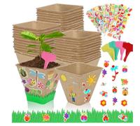 Paaruter 50 Set di Kit Artigianali per Vasi di Carta da Giardino, Carta Come Mostrato, 50 Vasi di Plastica In Cartapesta Vasi per Piante di Torba con 20 Set di In Schiuma e 50 Etichette per Va
