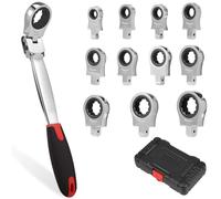 Paaruter Set di Chiavi A Cricchetto Metriche da 8 A 19 mm con Teste Intercambiabili e