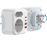 PABANCE 1 adattatore da viaggio piccolo Sudafrica con 2 USB A e 2 USB C, adattatore 6 in 1 Sud Africa con spina pieghevole, spina da viaggio Sud Africa, adattatore di alimentazione Sudafrica,