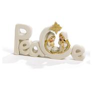 Paben Articoli Religiosi Presepe Gruppo Natività Bambino con Scritta Peace 11,1 Cm in Resina