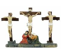 Paben Articoli Religiosi Set Crocifissione di Gesù e 2 ladroni in resina, presepe Pasquale, Pasqua, Altezza cm.12,5 lung.cm.19