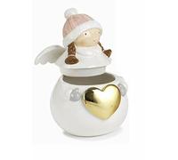 PABEN Barattolo/Biscottiera in Ceramica con Angelo e Cuore, Alt. cm.20,5