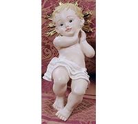 PABEN Gesù Bambino Bambinello resina con Aureola in metallo 15 cm