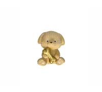 PABEN Magnete Cagnolino in Resina Beige con Osso Oro, Bomboniera per Nascita, Battesimo, Compleanno, Comunione, cm 5,2, confezione24 Pezzi