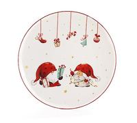PABEN Piatto Natalizio con Gnomi 26.7cm in Ceramica
