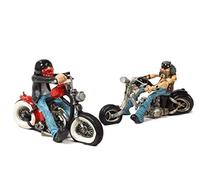 PABEN Set di 2 statuette decorative Caricature Motociclisti Dimensioni cm.17,5 x 10