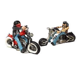 PABEN Set di 2 statuette decorative Caricature Motociclisti Dimensioni cm.17,5 x 10