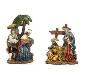 PABEN Set Re Magi/Pastore 25,6 cm, composto da 2 pezzi Scenario e personaggi aggiuntivi per Presepe in resina by