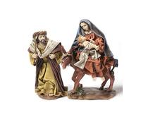 PABEN Set Statue Fuga in Egitto 2 Soggetti 23.3 cm in Resina e stoffa