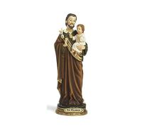 PABEN Statua San Giuseppe con Bambino e Giglio in Resina Articoli Religiosi (10.7 cm)