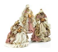 PABEN Tre Re Magi per Presepe Natività in Stoffa e Resina, altezza massima 26,5 cm