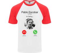 Pablo Escobar El Patron Is Calling Uomo T-Shirt Baseball Manica Corta