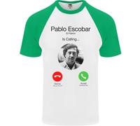 Pablo Escobar Il Patrón Sta Chiamando Maglietta S/S Da Baseball Per Uomo
