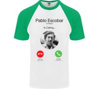 Pablo Escobar Il Patrón Sta Chiamando Maglietta S/S Da Baseball Per Uomo