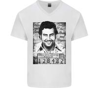 Pablo Escobar Mug Shot Maglietta Uomo Collo A V In Cotone