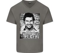 Pablo Escobar Mug Shot Maglietta Uomo Collo A V In Cotone