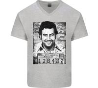 Pablo Escobar Mug Shot Maglietta Uomo Collo A V In Cotone