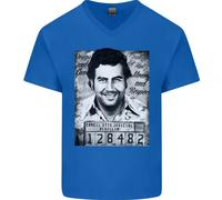 Pablo Escobar Mug Shot Maglietta Uomo Collo A V In Cotone