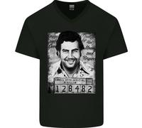 Pablo Escobar Mug Shot Maglietta Uomo Collo A V In Cotone