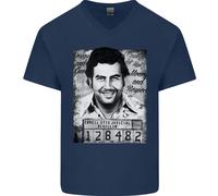 Pablo Escobar Mug Shot Maglietta Uomo Collo A V In Cotone