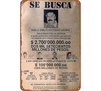 Pablo Escobar Poster Targa in metallo per Cafe Bar Pub Ufficio Garage Casa Decorazione da Parete Regalo Vintage Targa in Metallo 30,5 x 20,3 cm