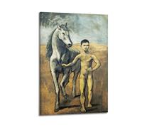 Pablo Picasso Paintings - Il ragazzo con il cavallo) poster artistico da parete su tela poster musicale album e film pittura decorativa per soggiorno camera da letto 60 x 90 cm, stile cornice