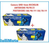 Pac 2 Camere d'aria MICHELIN UHD 4mm Rinforzate 90/90-21+110/90-19 Cross Enduro