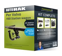 Pac. Gancio traino estr. per Volvo V60 Station wagon 10- & e-kit spec. a 13 poli
