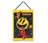 Pac-Man Jumping Hanging Wood Wall Decor - Fun Pac-Man Sign for Game Room or Bedroom