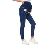 PACBREEZE Jeans premaman da donna sopra la pancia skinny pantaloni in denim elasticizzati comodi pantaloni slim gravidanza, B01: 27'' Vintage Blu Scuro, XL
