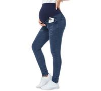 PACBREEZE Jeans Premaman da Donna sopra la Pancia Skinny Pantaloni in Denim Elasticizzati Comodi Pantaloni Slim Gravidanza, 01: Blu Scuro, S