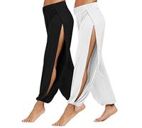 PACBREEZE Pantaloni da donna Yoga Harem a fessura laterale Jogger Active Allenamento Pantaloni della tuta Beach Cover-up - - XX-Large