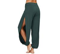 PACBREEZE Pantaloni da donna Yoga Harem a fessura laterale Jogger Active Allenamento Pantaloni della tuta Beach Cover-up - verde - S