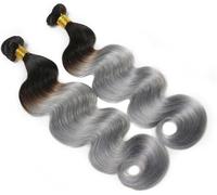 Pacchetti di capelli umani argentati Pacchetti di capelli umani ondulati 1/3 pezzi ombre grigio Due estensioni per capelli Pacchetti di capelli umani Estensioni per capelli (18 18 20) -9A-22 24 26
