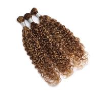 Pacchetti di capelli umani con onde d'acqua, capelli castani, capelli biondi, con mèches, 1, 3, 4 pezzi, intrecci colorati Facile installazione e rimozione(16 16 16)